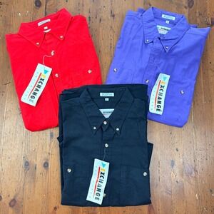 (3) Y2K NOS Exchange Unlimited Mens Large Short Sleeve Button Down Cotton Shirts